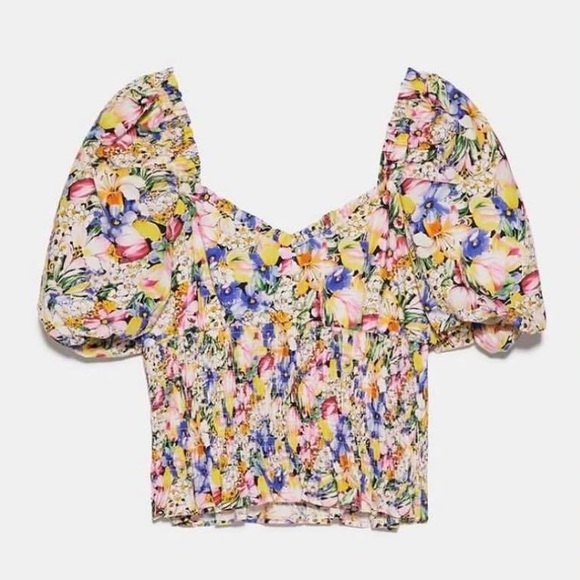 ZARA Floral Print Crop Top - Picture 1 of 5